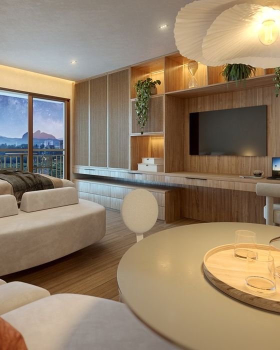 Interior do studio do Living Full 24h